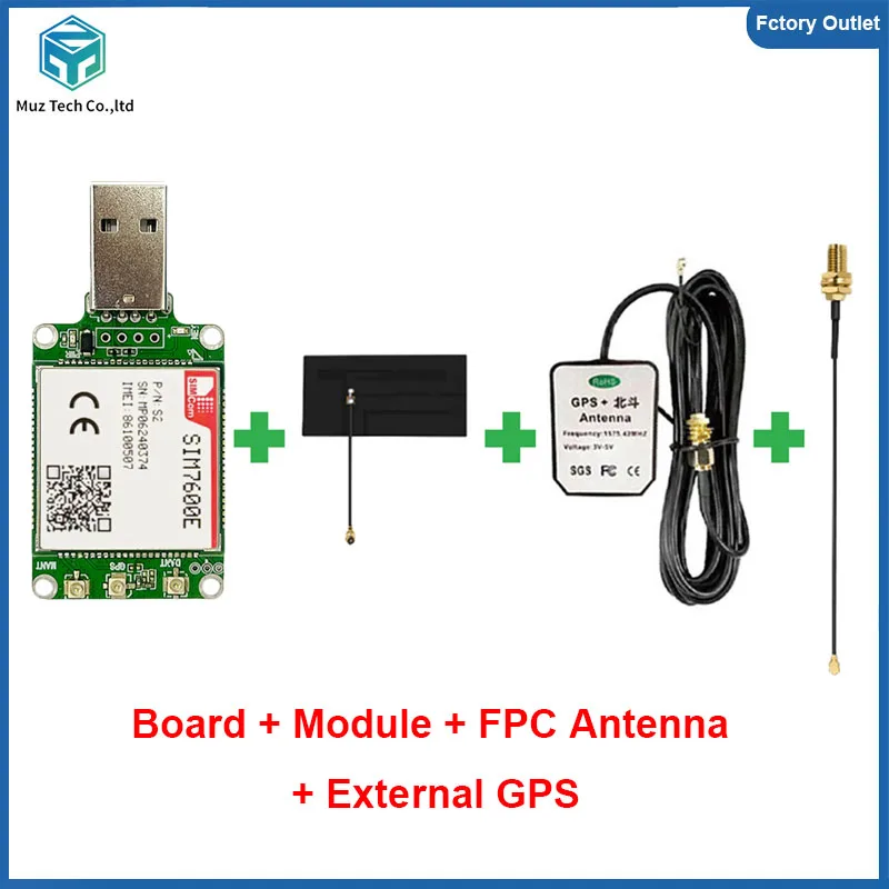 SIMcom SIM7600E USB Dongle 4G LTE CAT1 Module wireless IOT support GNSS breakout kit 1pcs With FPC+GPS antenna ﻿