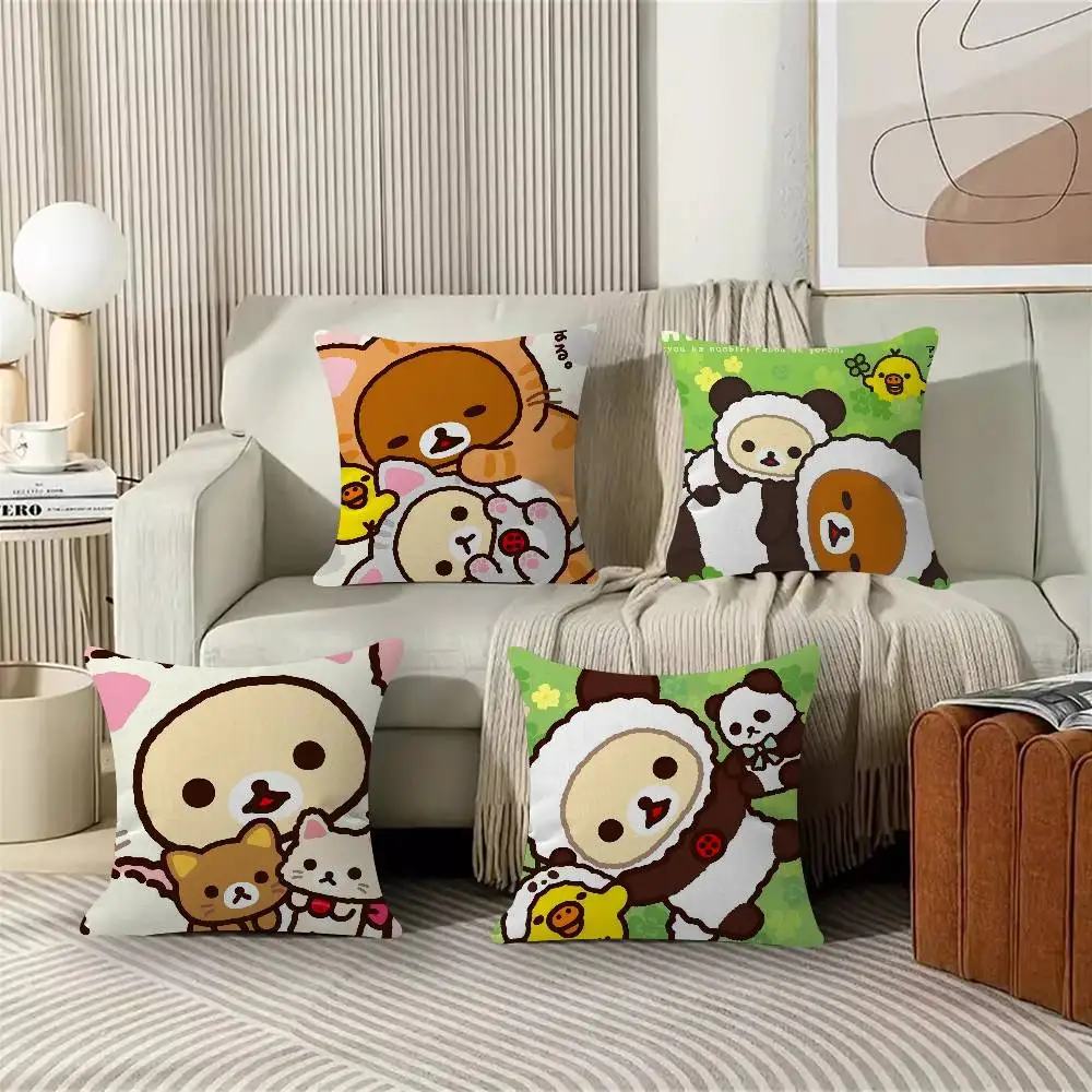 Cute Cartoon Anime R-Rilakkuma Cool Cushion Cover Pillow Cover Decor Pillowcase Printed Cushion Case For Couch