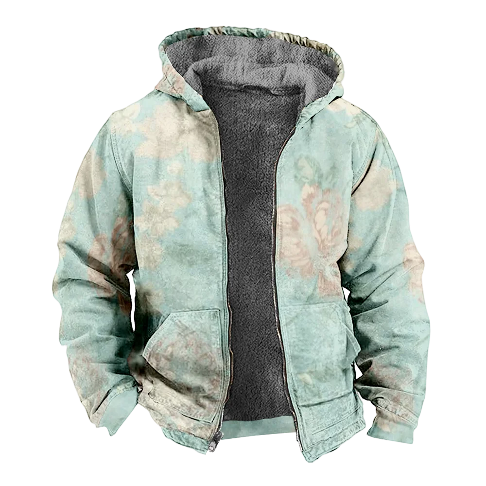 Men's Winter Jackets Coats,tie dye casual Pattern Cotton Clothes Overcoat Elegant Japan Style CAMPUS