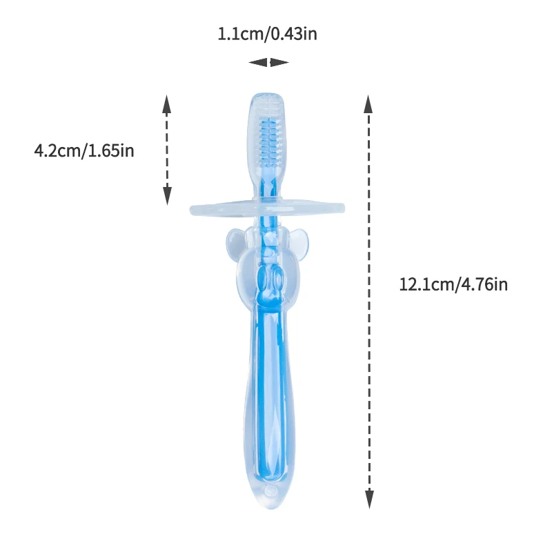 Cepillo de dientes de silicona suave para bebé, limpieza para el cuidado bucal, revestimiento de la lengua, 0-18 meses, 1 unidad