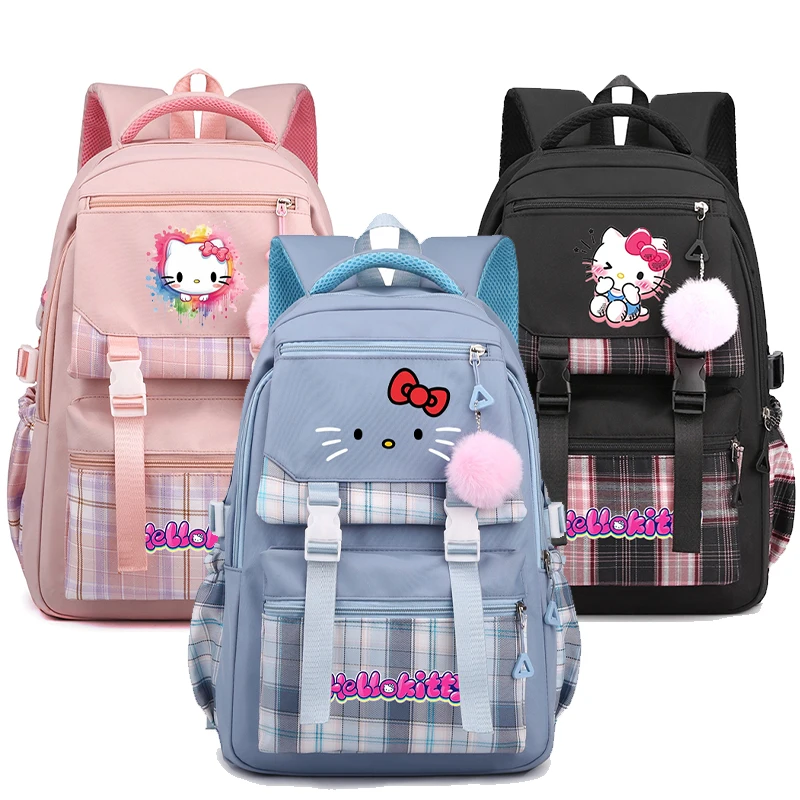 Anime Hello Kitty Backpack Teenger Back To Schoolbag Girl Boy Schoolbag Student Children Laptop Bookbag Men Women Travel Bag