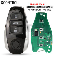 QCONTROL 315/433/868MHz Smart remote Key For Volkswagen Touareg 2011 2012 2013 2014 PCF7945 Chip with emergency key 7P6959754AL