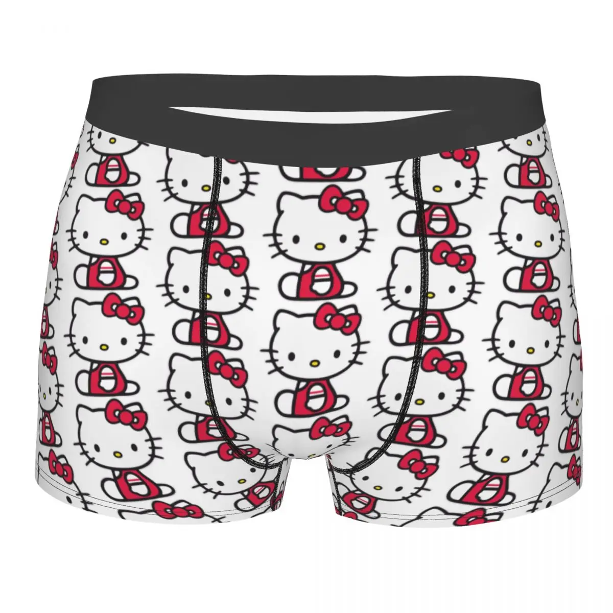 Male Funny Hello Kitty   Smile Underwear Sanrio Cartoon Boxer Briefs Breathable Shorts Panties Underpants