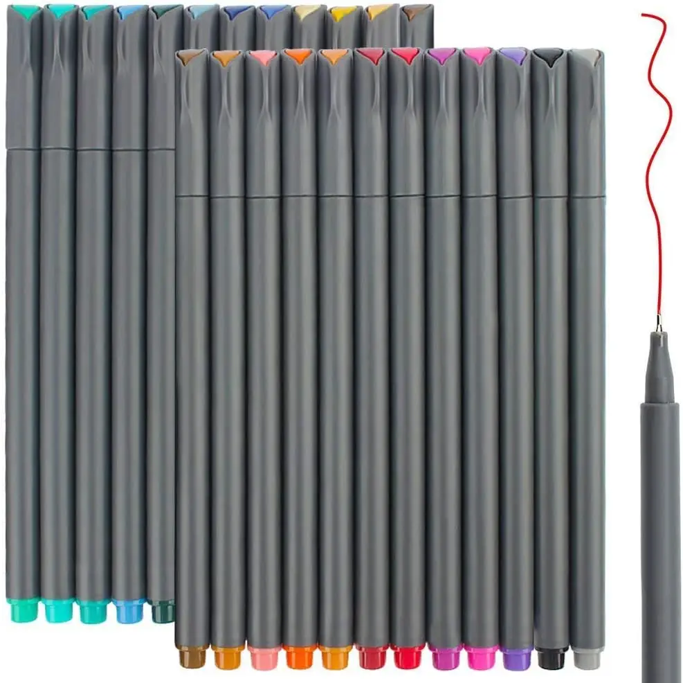 

24 Fine Line Color Pens, 0.38mm Porous Point Markers for Journaling, Adult Coloring, Sketching & Office Use