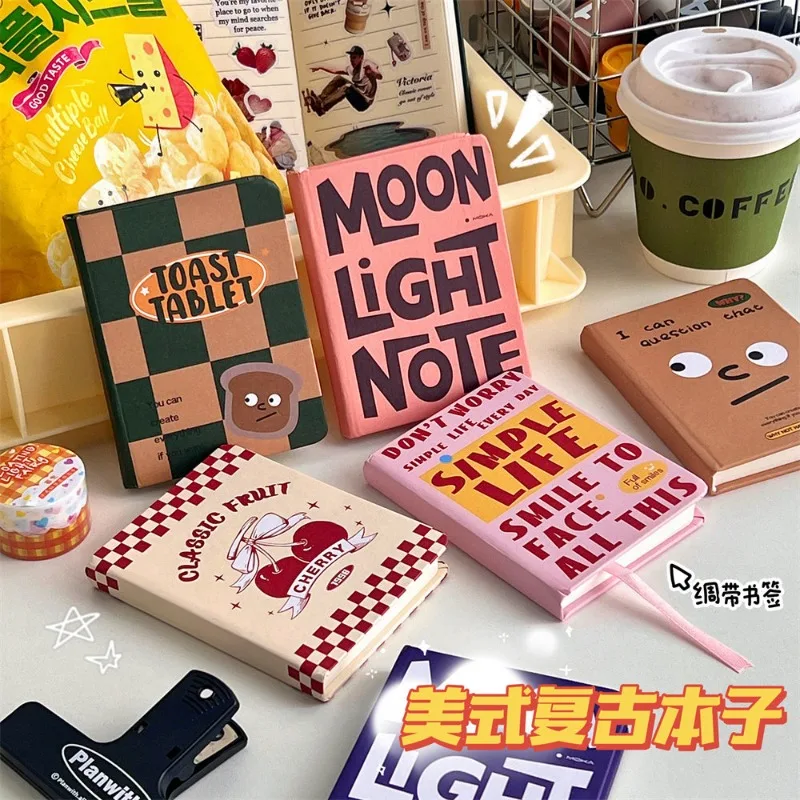 A7 American Retro Cartoon Big English Letter Notebook Portable Pocket Student Mini Journal Book Cute Notepad Daily Planner Diary