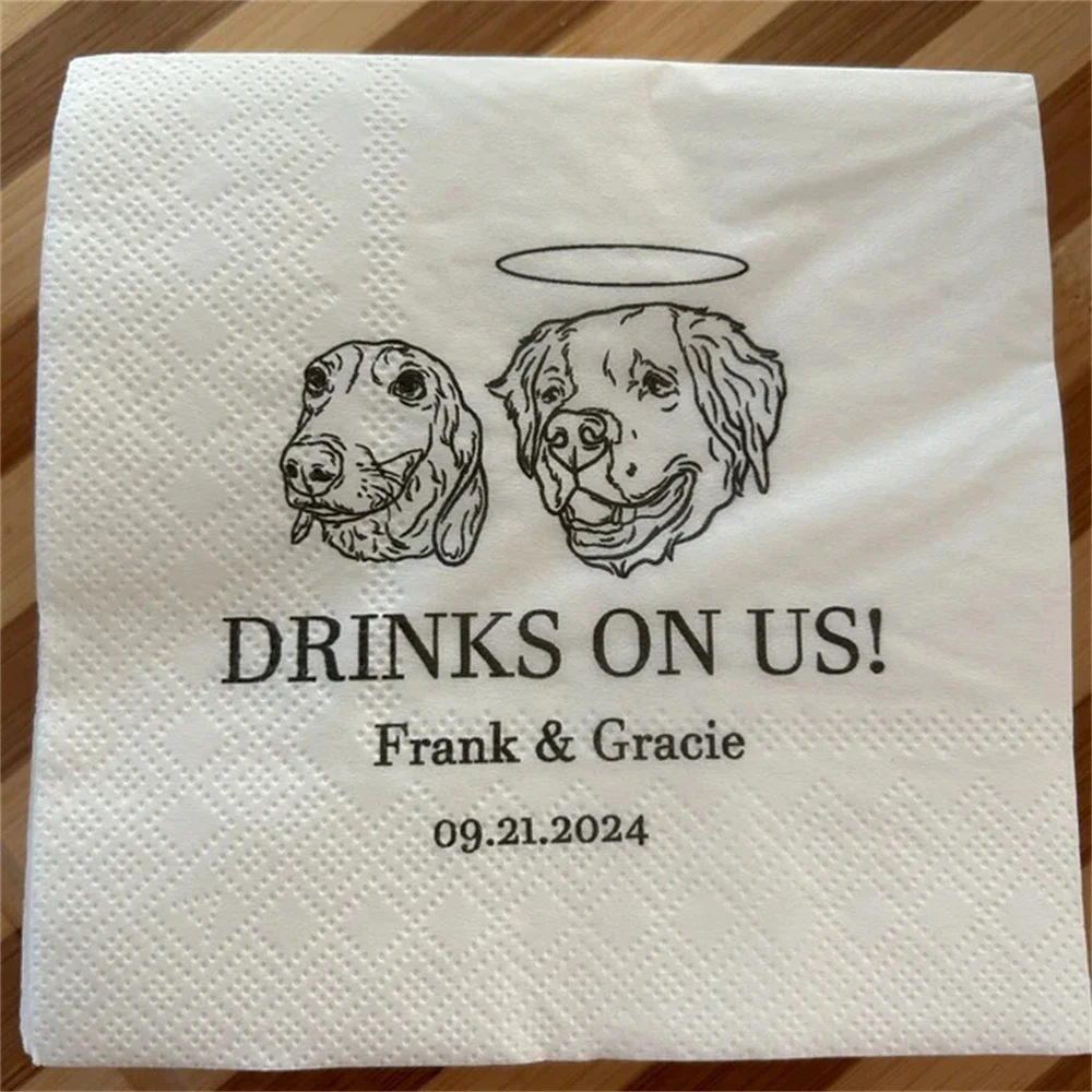 50Pcs Custom Your Handwriting Napkins, Personalized Hand Writing Memorial, Printed Wedding Cocktail Napkins, Wedding Company Cor