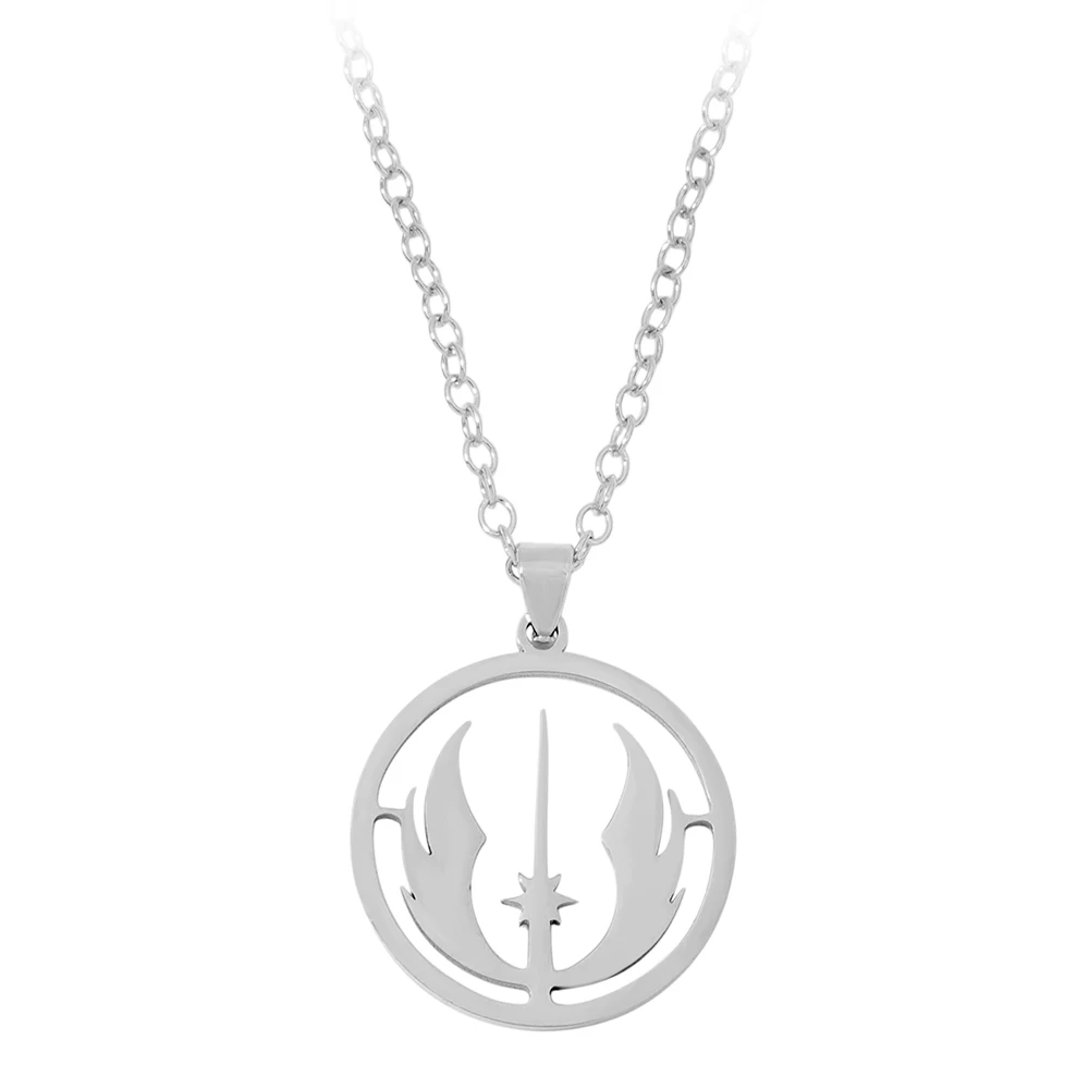 Jedi-Orden Logo-Halskette Modischer Edelstahl Ausgehöhlter Anhänger Filmthema-Schmuck-Accessoire für Männer und Frauen