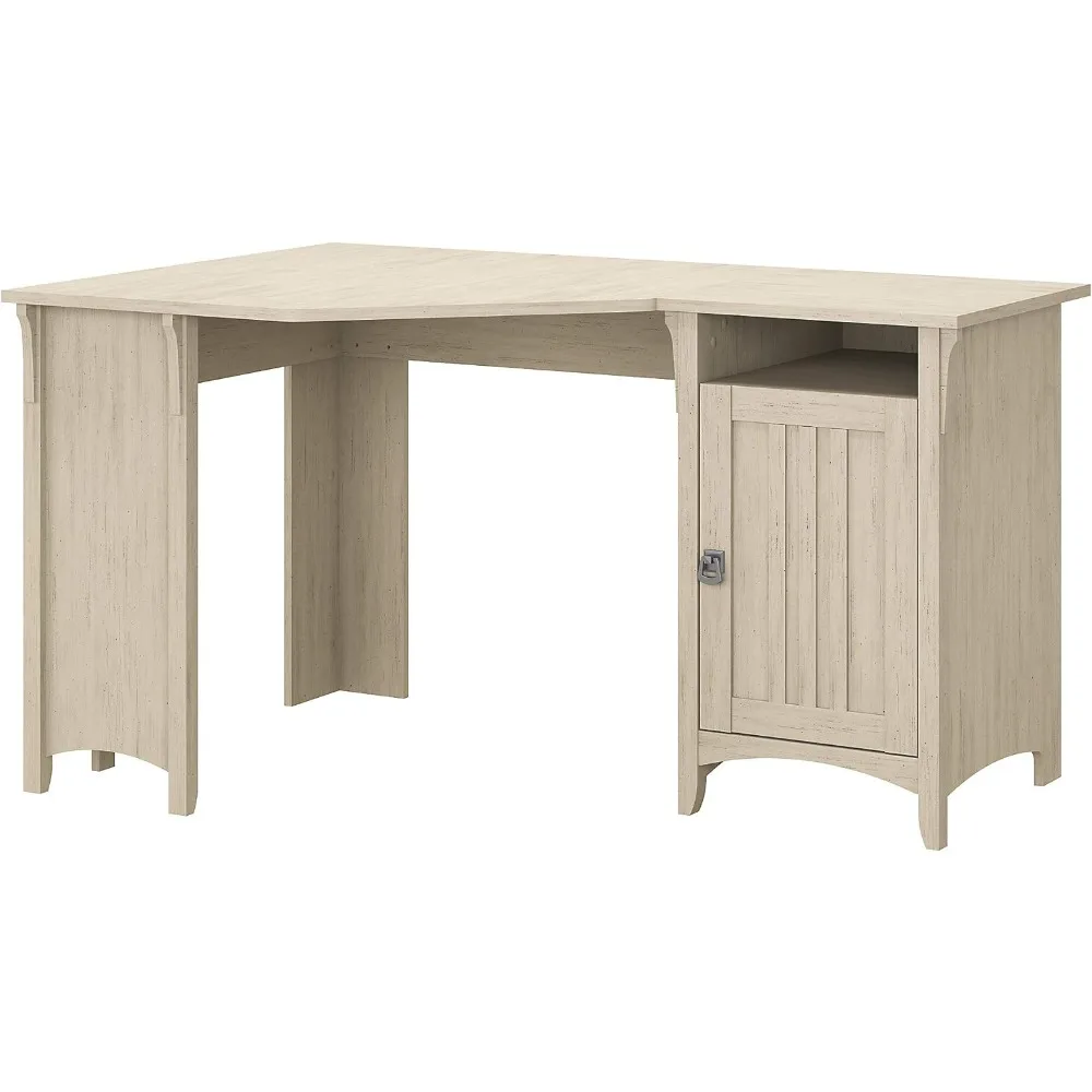 Bush Furniture Salinas 55 Inch W Corner Desk with Storage Cabinet, Antique White (SAD155AW-03)