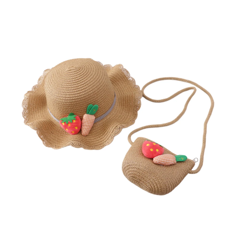 

Children Beach Beach Hat Kids Straw Sun Hat Girl Summer Wide Brim Parent Bag Outdoor Protection Adorable Bag Adorable