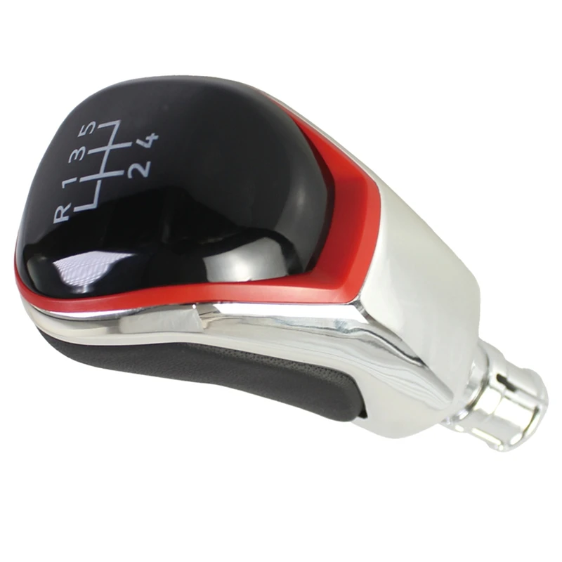 Super Sale For VW Golf 8 Manual Shift Knob Cover 5/6 Speed Genuine Leather Gear Shift Head Red Electroplating 5 Speed