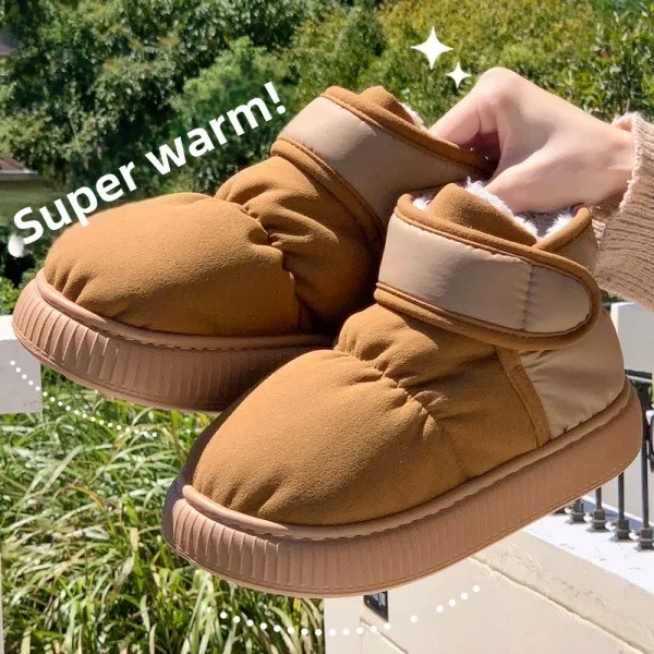 

Warm Anti-Slip Thick Bottom down Cloth Snow Boots Fleece Lined Indoor Outdoor Fashionable Bread Shoe Winter Short Tube Boots