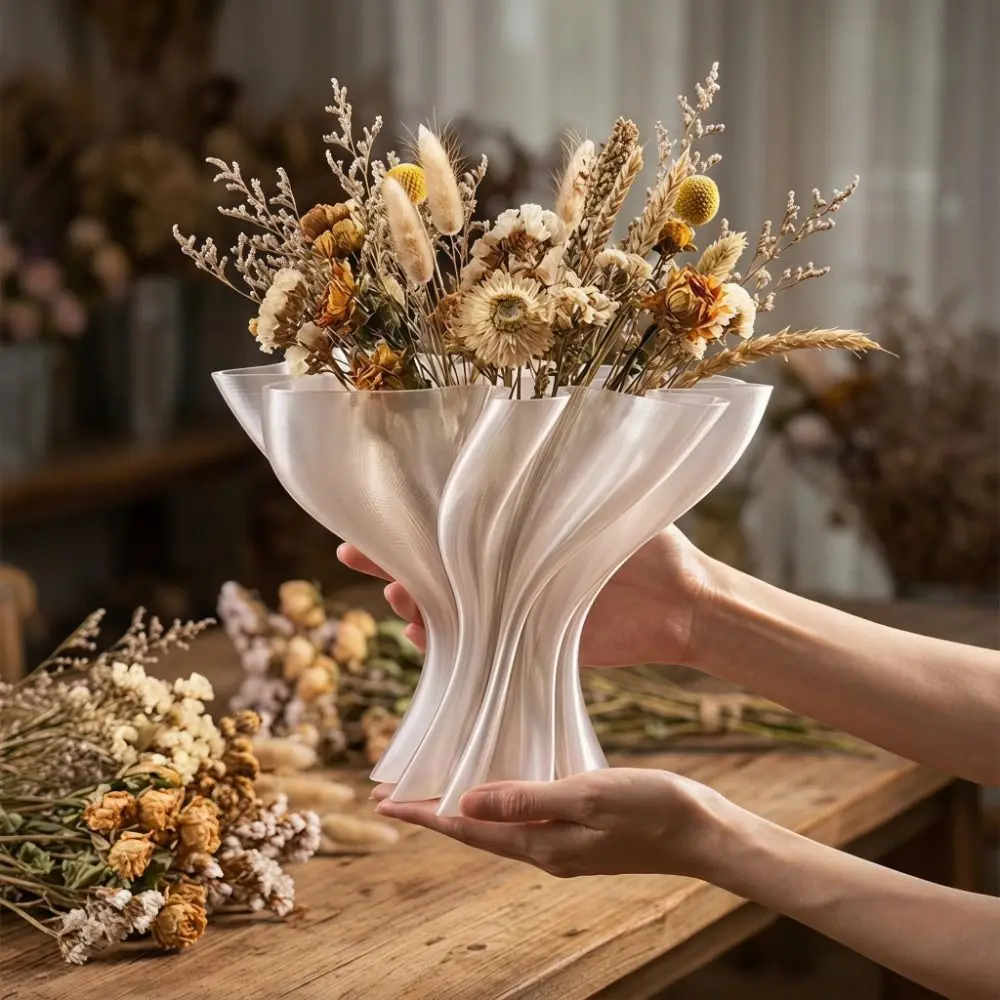 Nordic Style Flower Bouquet Vase 3D Printed Modern Art Desktop Ornament Creative Irregular Flower Display Container Home