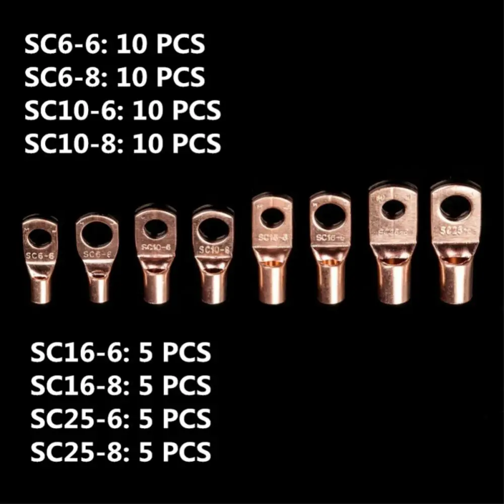 1~8PCS 10/Copper Lug Ring Wire Connector Bare Cable Electric Crimp Terminal SC6-6 SC6-8 SC10-6 SC10-8 SC16-6 SC16-8 SC25-6