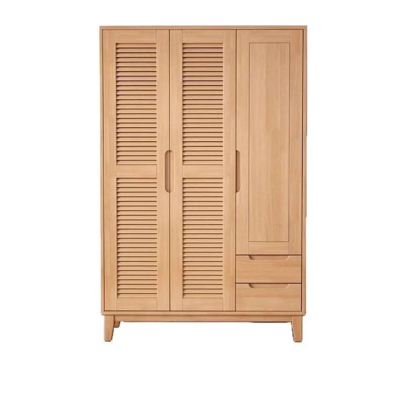 

Solid wood log mical small finished hanging wardrobe household bedroom new popular wardrobe