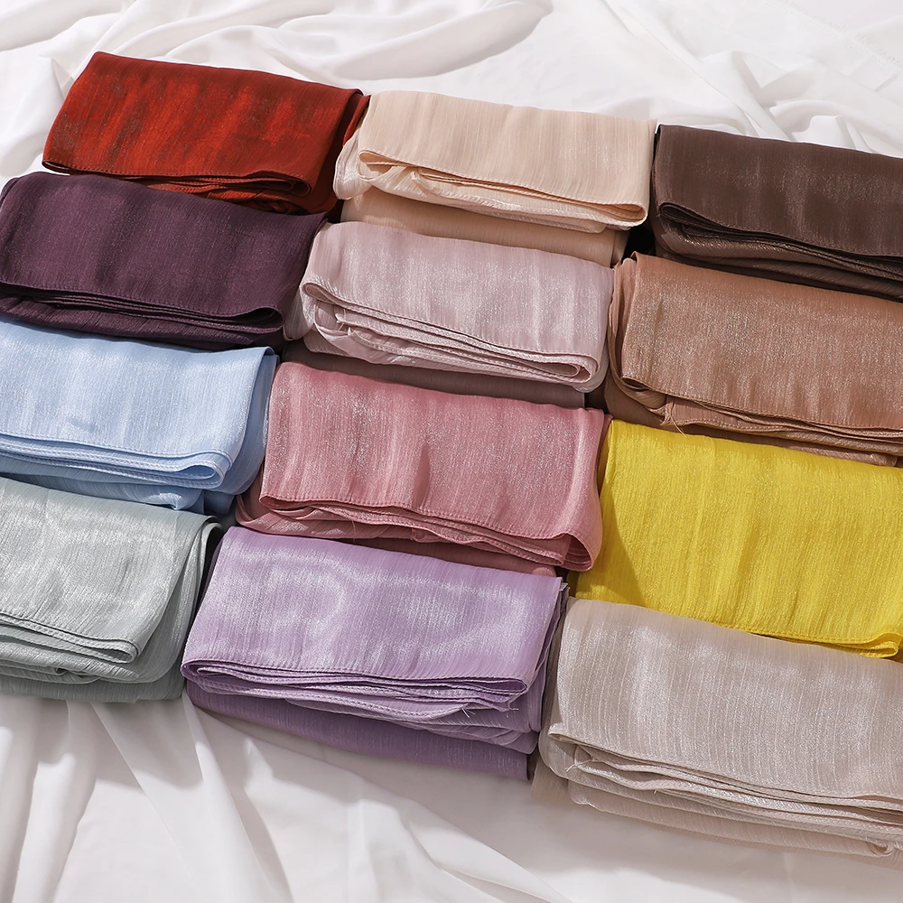 New in Pleated Glitter Chiffon Hijab Muslim Same as Tundung Shiny Crinkle Chiffon Scarves