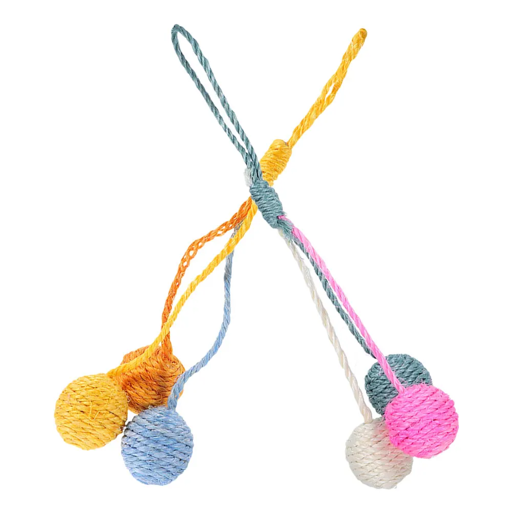 

2Pcs Vibrant Sisal Balls Hanging Cat Scratcher Interactive Lightweight Bonding Moments Indoor Small Apartments