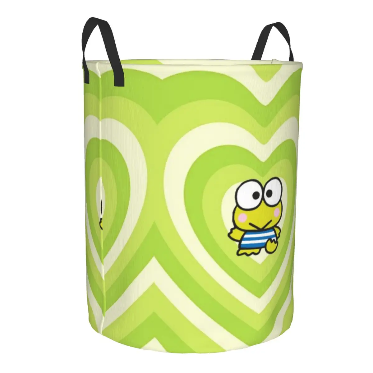 Breathable Round Laundry Hamper Keroppi Single-Layer Dirty Clothes Basket with Easy-Care Fabric for Home Organization