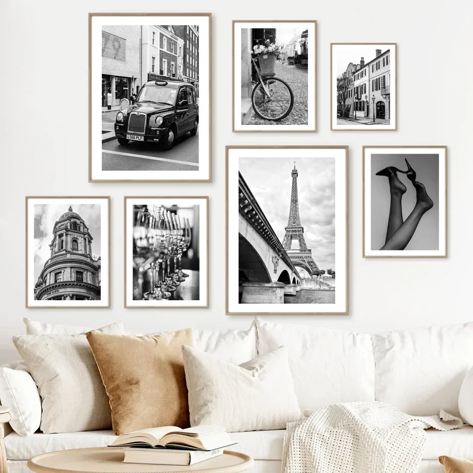 

Black White Retro Paris London Fashion Girl Wall Art Canvas Painting Modern Poster And Prints Wall Picture For Living Room Decor