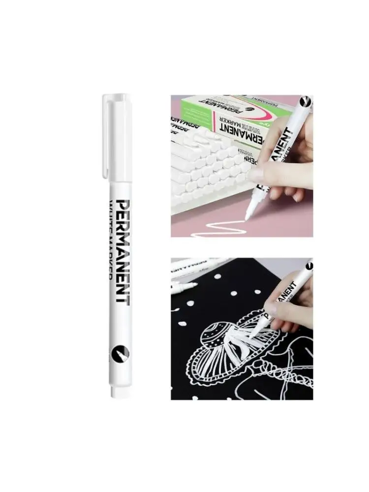 

White Permanent Marker 2mm Tip Quick Dry Water Resistant For Paper Leather