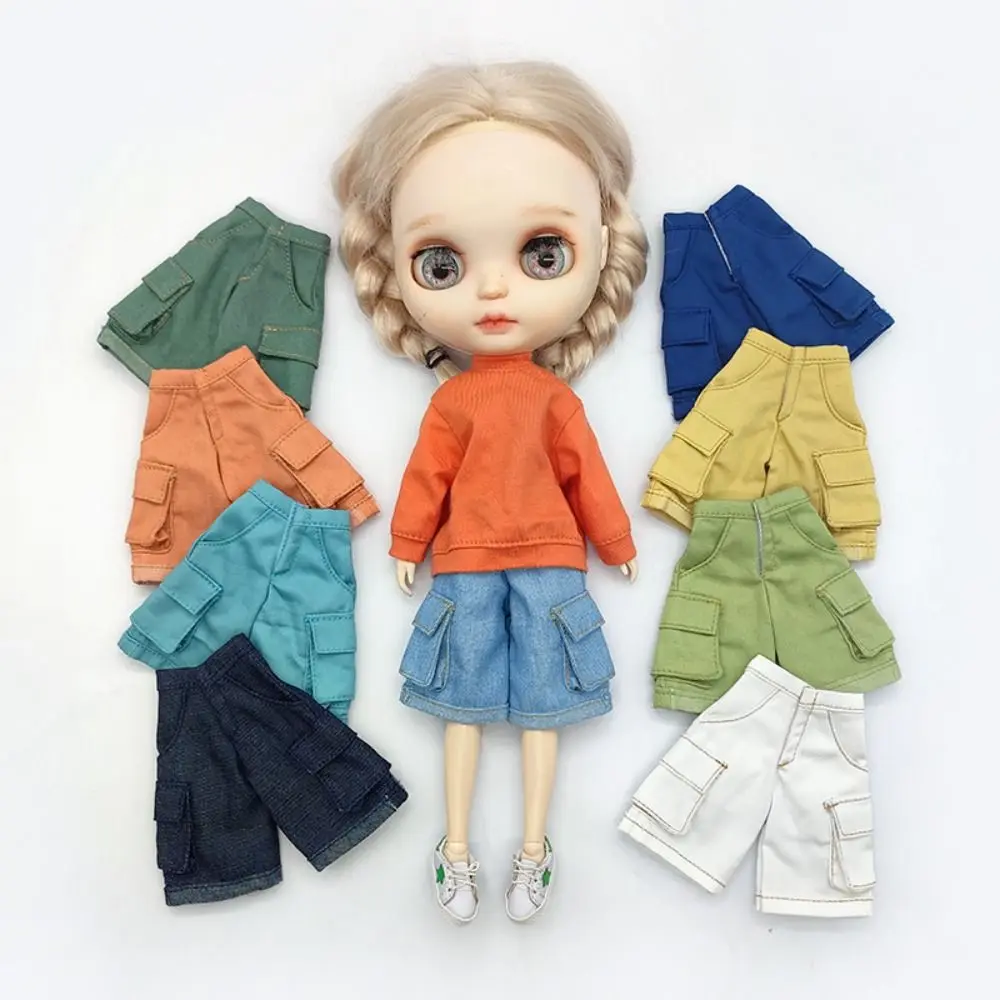 New Fashion Overalls Clothes Cute Mini Jeans Trousers DIY 10 Colors Denim Pants For Blythe Dolls For OB22 Dolls for OB24 Dolls