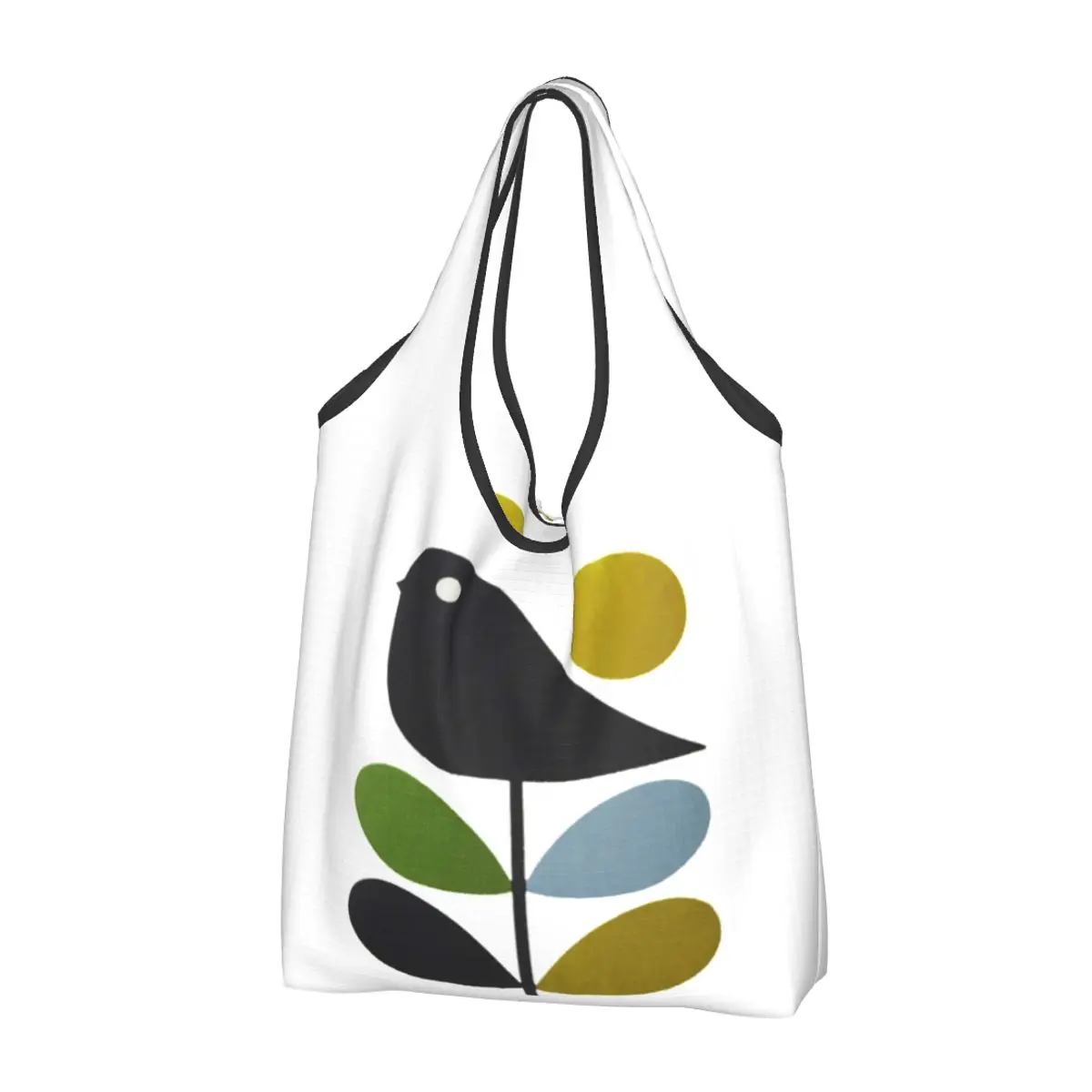 

Kawaii Kiely Orla Stem Bird Shopping Tote Bag Portable Flowers Geometric Groceries Shopper Shoulder Bag