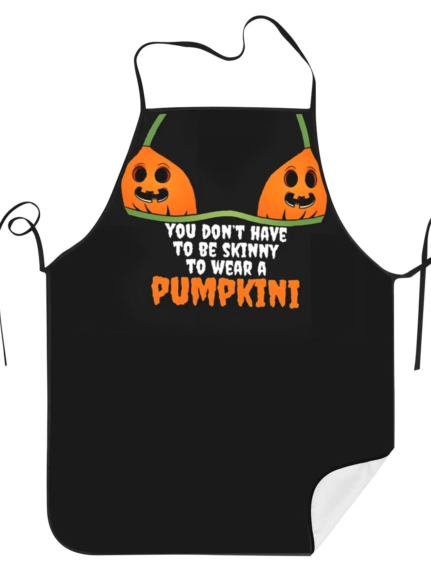 Halloween-Themed Bikini Featuring Pumpkin Designs, Perfect for Cooking in a Restaurant