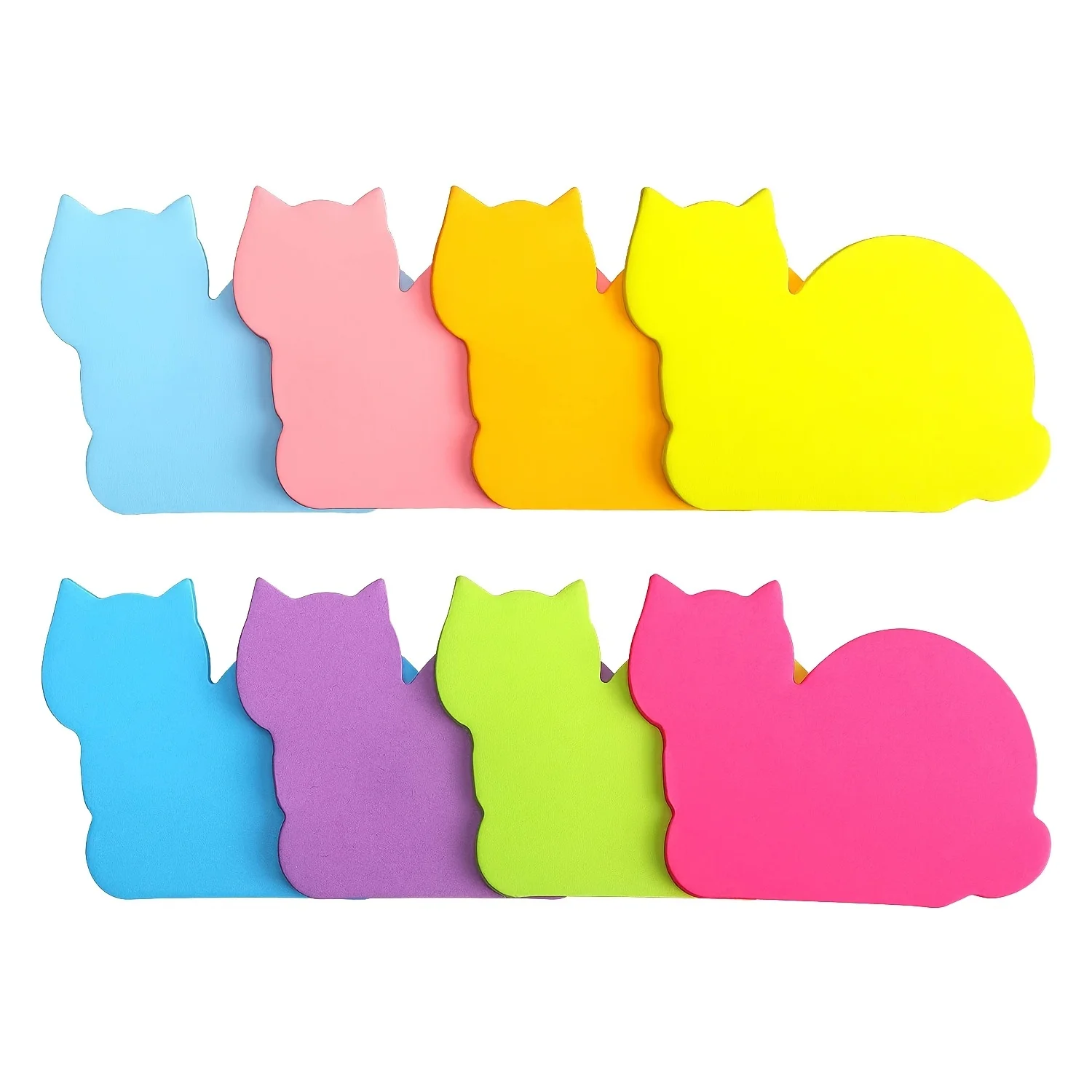 MOHAMM 240 Sheets Cat Shape Sticky Notes 8 Color Bright Colorful Sticky Pad 30 Sheets / Pad