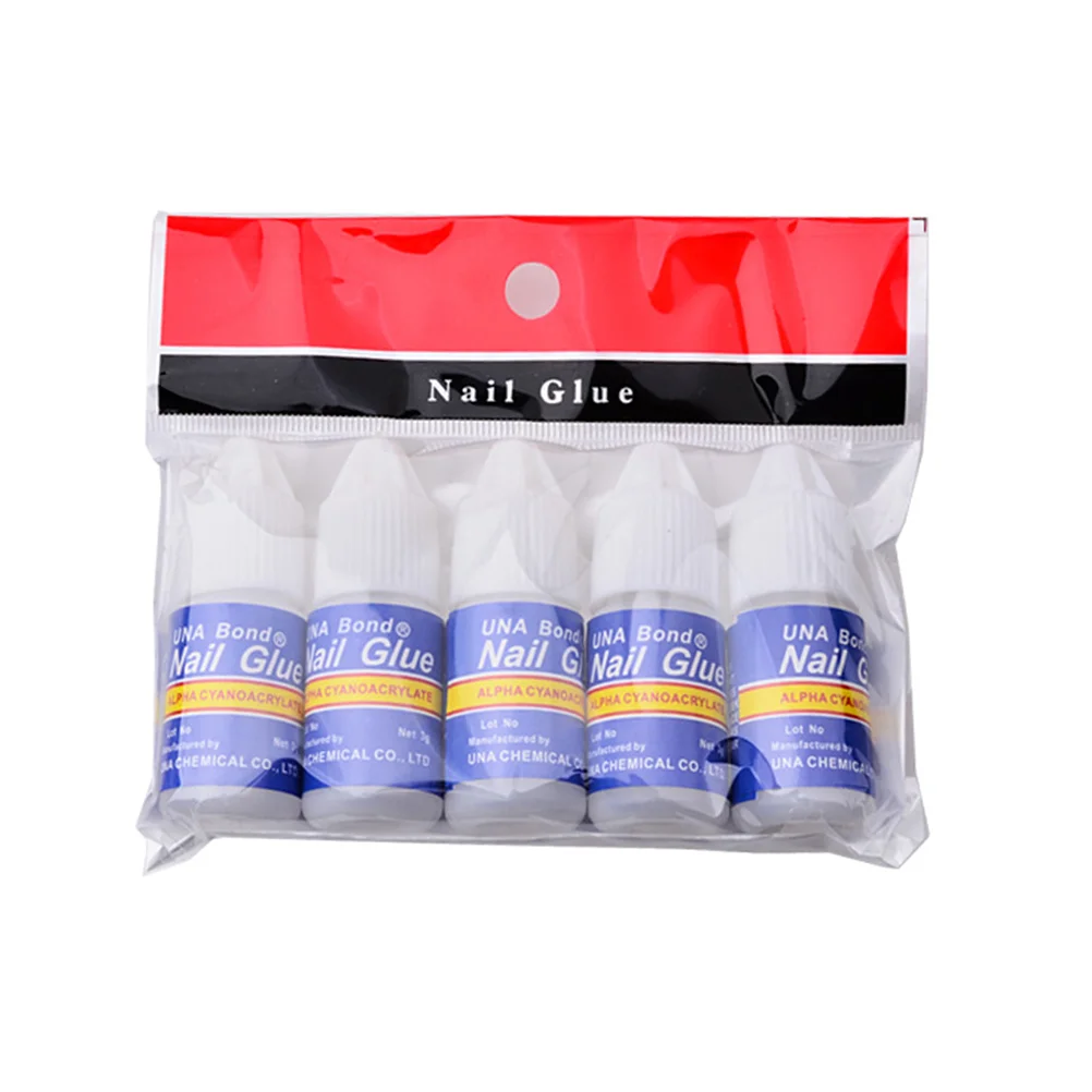 5 Pcs 3g Professional Acrylic Nail Glue Bottle Tips Rhinestones Manicure Tools for UV Gel Nail Use