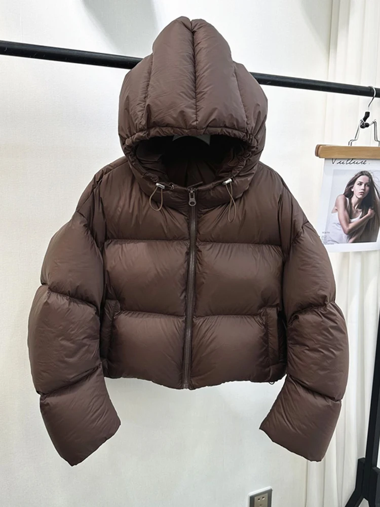 Jmprs Streetwear Women Puffy Coat Vintage Long Sleeve Casual Parkas Korean Winter Warm Thick All Match Solid Cotton Down Jackets