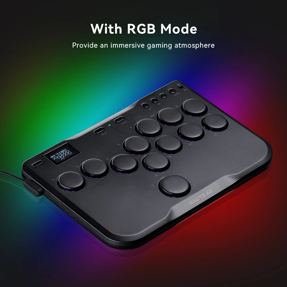 Haute42 وحدة تحكم صغيرة بدون عصا Hitbox Leverless ممر تحكم للكمبيوتر/PS4/PS5/التبديل لعبة القتال Hitbox Fightstick