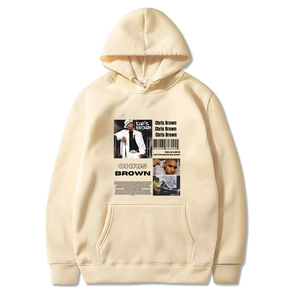 Sudadera con capucha para hombre y mujer, prenda de vestir masculina con estampado de rapero, sudadera de gran tamaño con estampado de la música de Chris Brown, ropa de calle de tendencia Hip Hop