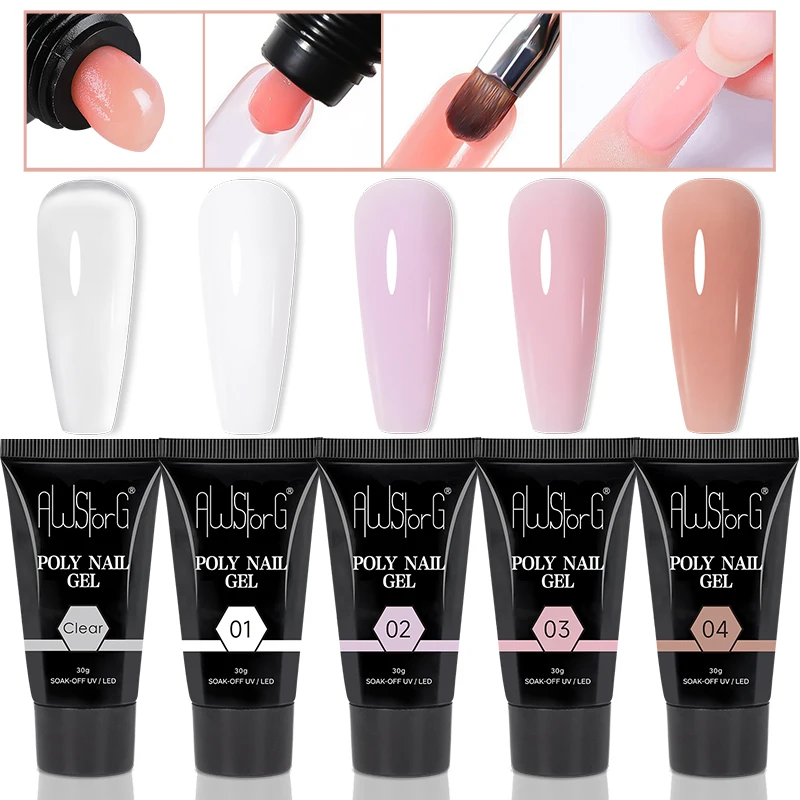 AWStorG 30G Acrylic Gel Hema Free Poly Nail Gel Finger Extension Semi Permanent Fast Builder Hybrid Varnish UV Poly Nail Polish