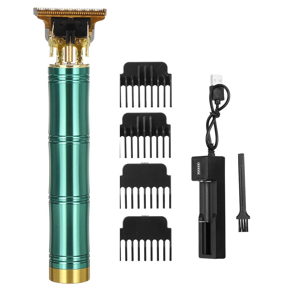 Cortadora de pelo eléctrica inalámbrica USB para hombres, máquina de corte de pelo de barbero, juego de cortadora de cuchillas en T