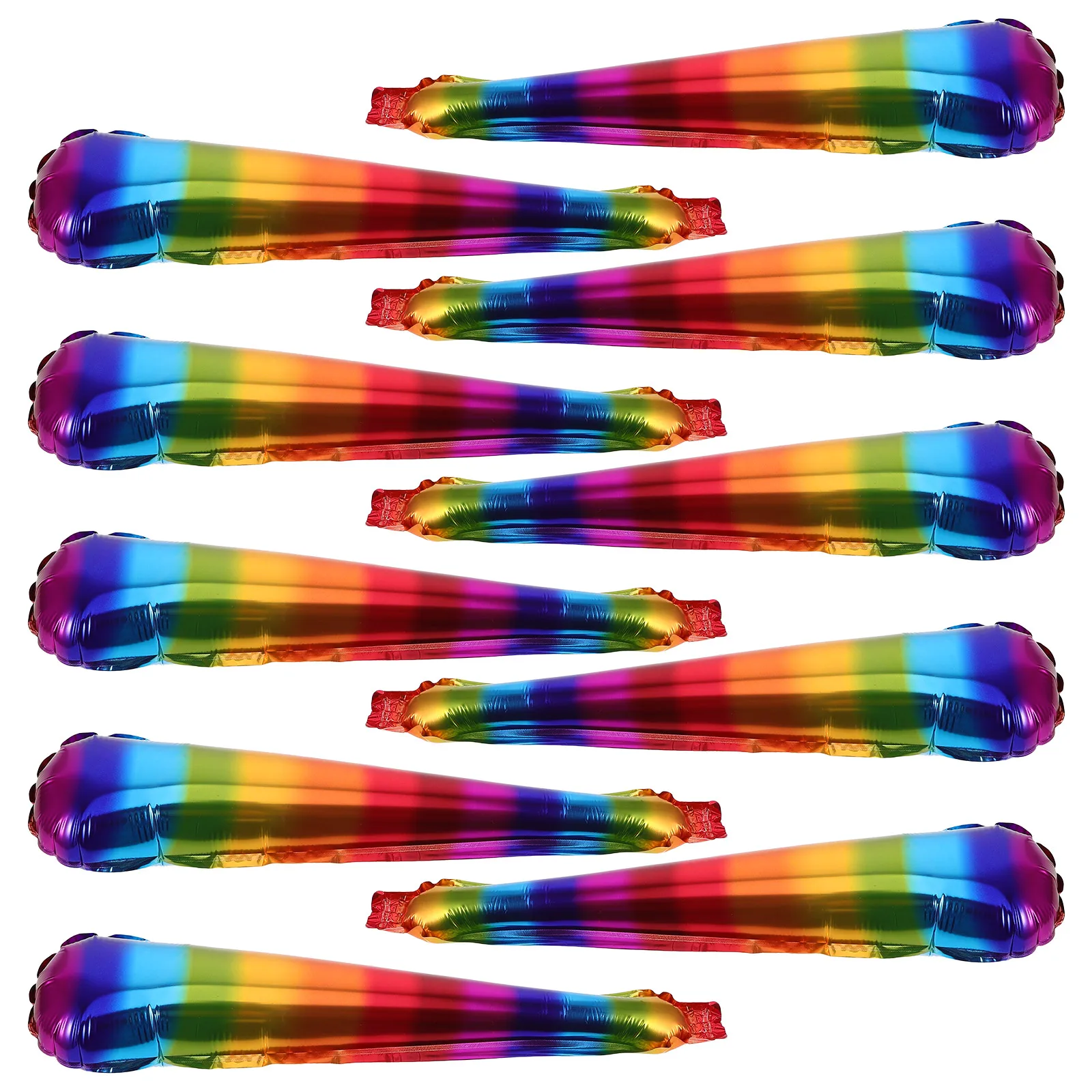 

10 Pcs 14 Inch Rainbow Balloon Sticks Colorful Foil W Pride Balloons Bouquet Inflatable Noisemakers Cheerleading Accessories