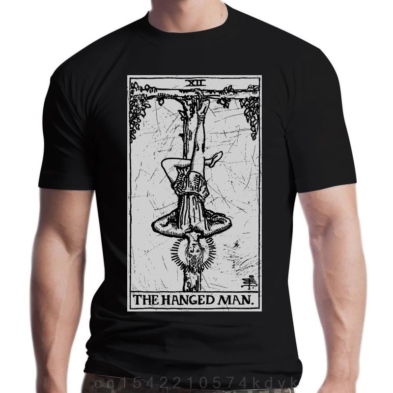 New Men's The Hanged Tarot Card Major Arcana Tune Telling Occult T-shirt Camisas Tee Shirts Present Tops Christmas Oversize Tee