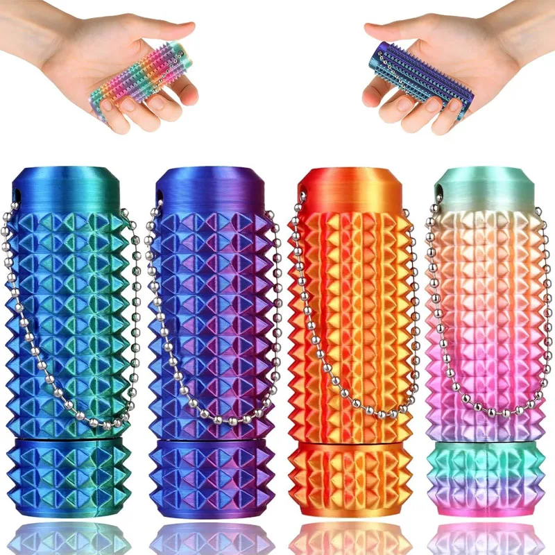 Novelty Gifts 3D Printed Rotatable Spiky Fidget Roller Keychain EDC Sensory Stress Relief ADHD Autism Anxiety Office Fun 