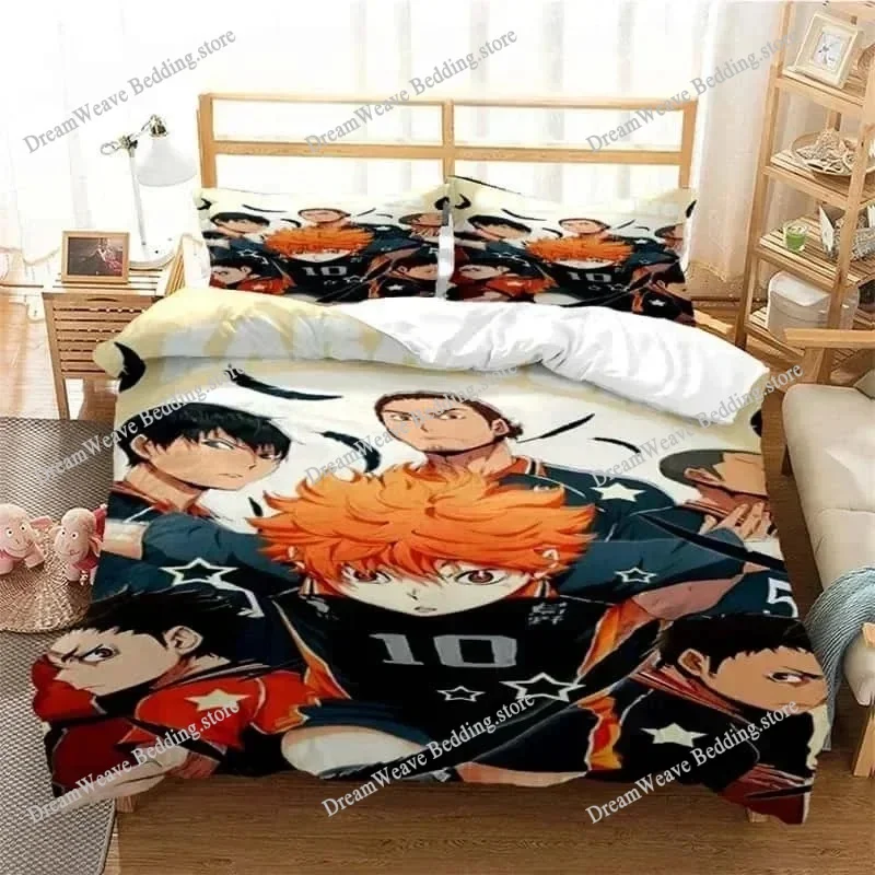 

3D Pirnted Volleyball Haikyuu Duvet Cover Set Cartoon Kids Boys Bedding Set Bedclothes Girls Teens Bed Linen Quilt Cover