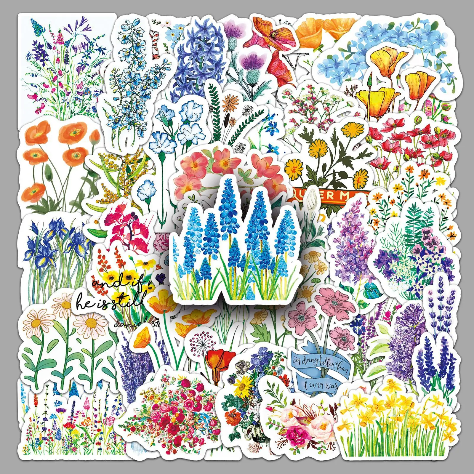 

10/30/50Pcs New Plant-based Flower Graffiti Stickers Personalized Small Fresh Decorative Stickers DIY Guitar Waterproof Stickers