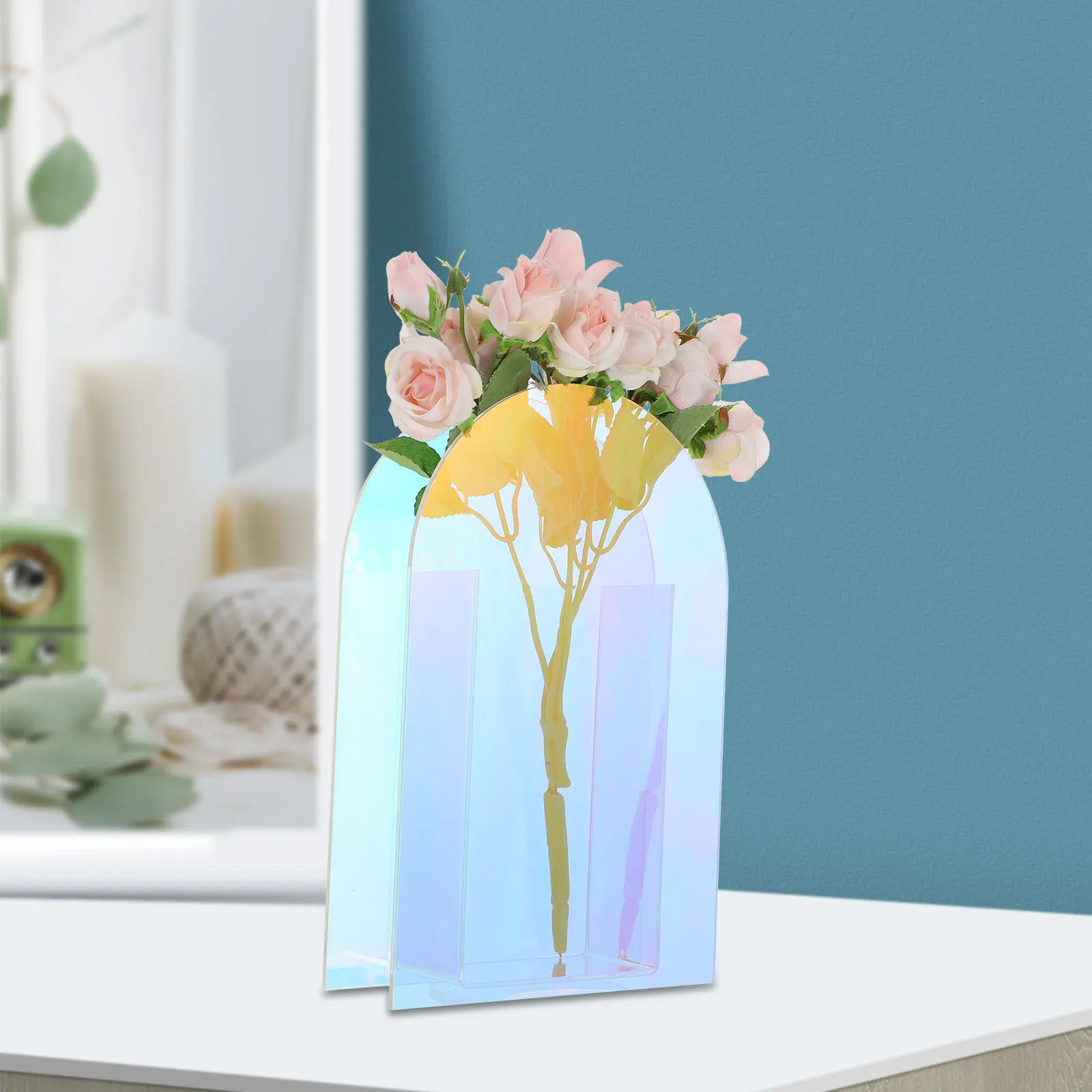

1Pcs Geometric Flower Vase Acrylic Decorative Floral Arrangement Vase Table Ornament Hydroponic Plant Pot Nordic Style