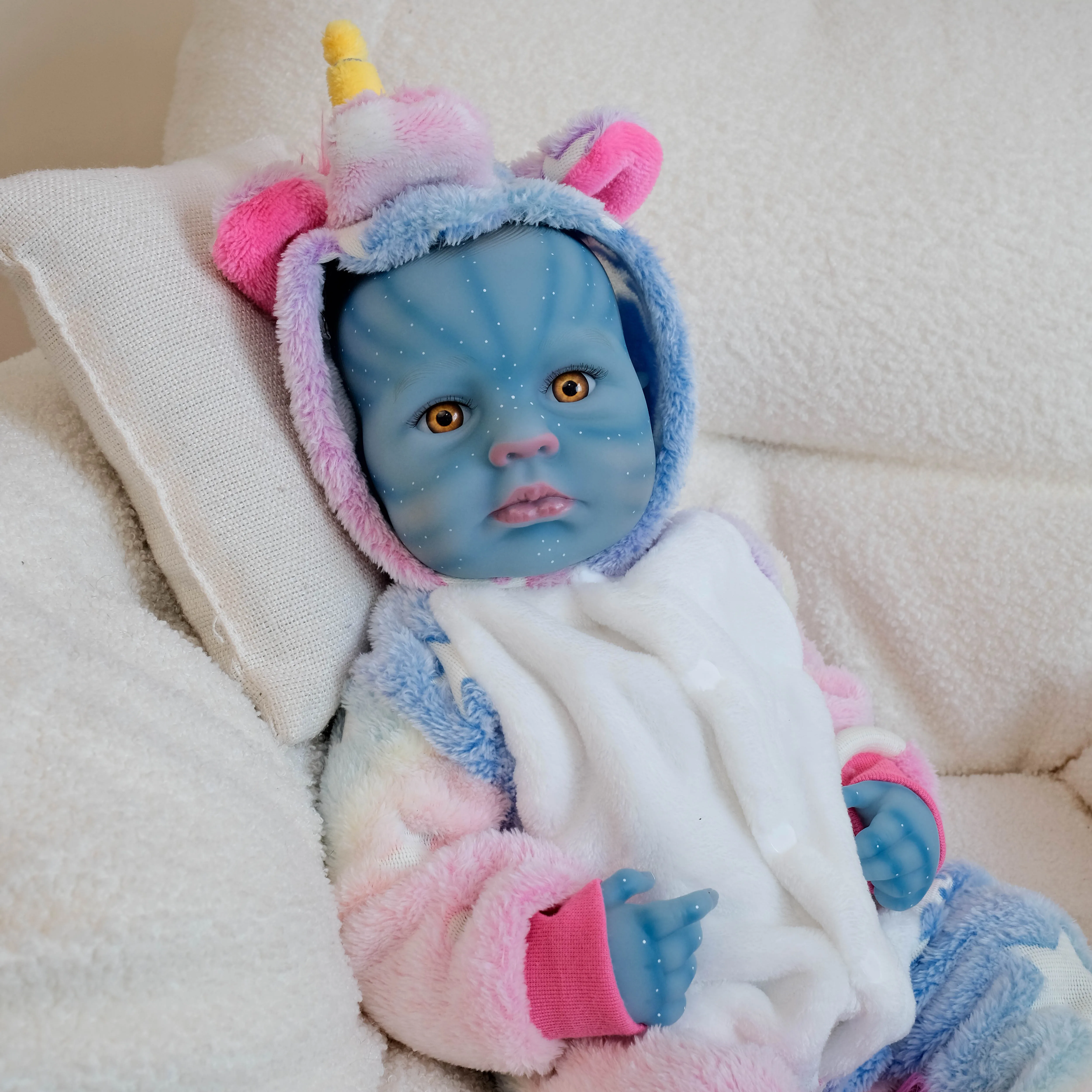 19inch NPK Alternative Doll LOULOU AWAKE Full Vinyl Body Avatar Newborn Finished Hair-painted Doll for Children Gift