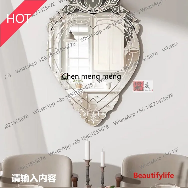 

02A французское ретро резное зеркало для ванной комнаты, обеденное боковое настенное декоративное зеркало, зеркало для макияжа для спальни