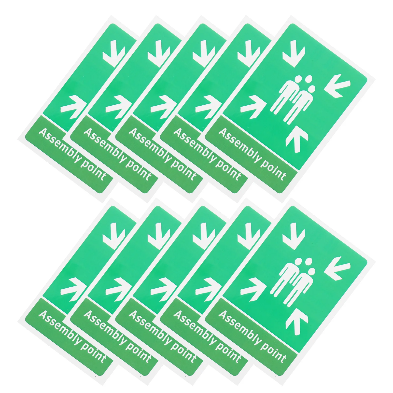 

10Pcs Emergency Assembly Point Self Adhesive Sign Stickers High Visibility Fire Evacuation Exit Safety Signs for Office Parks