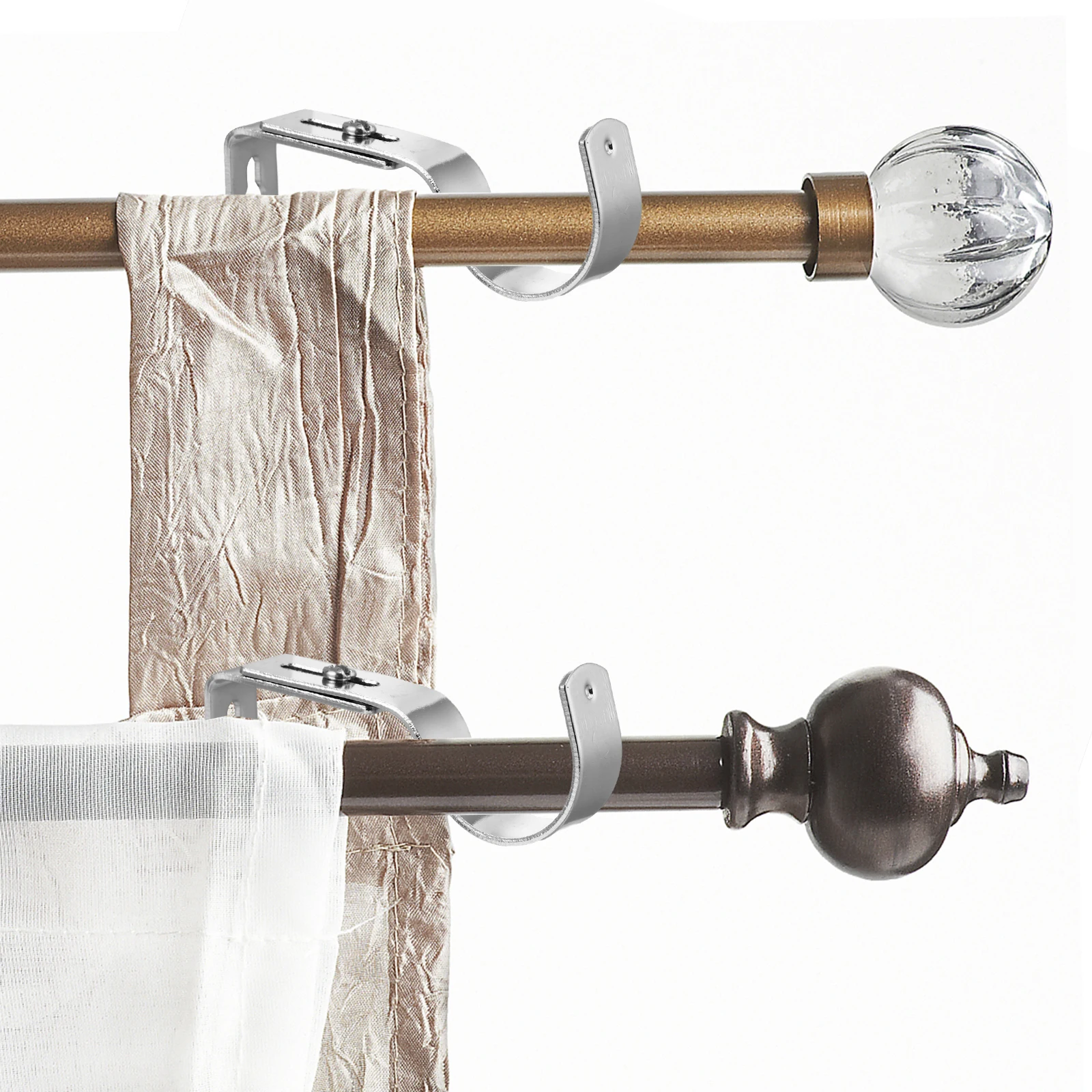 Supports de tringle à rideau en fer, 2 pièces, supports réglables robustes pour pare-soleil de fenêtre, rideaux, Support robuste pour le bureau et la maison