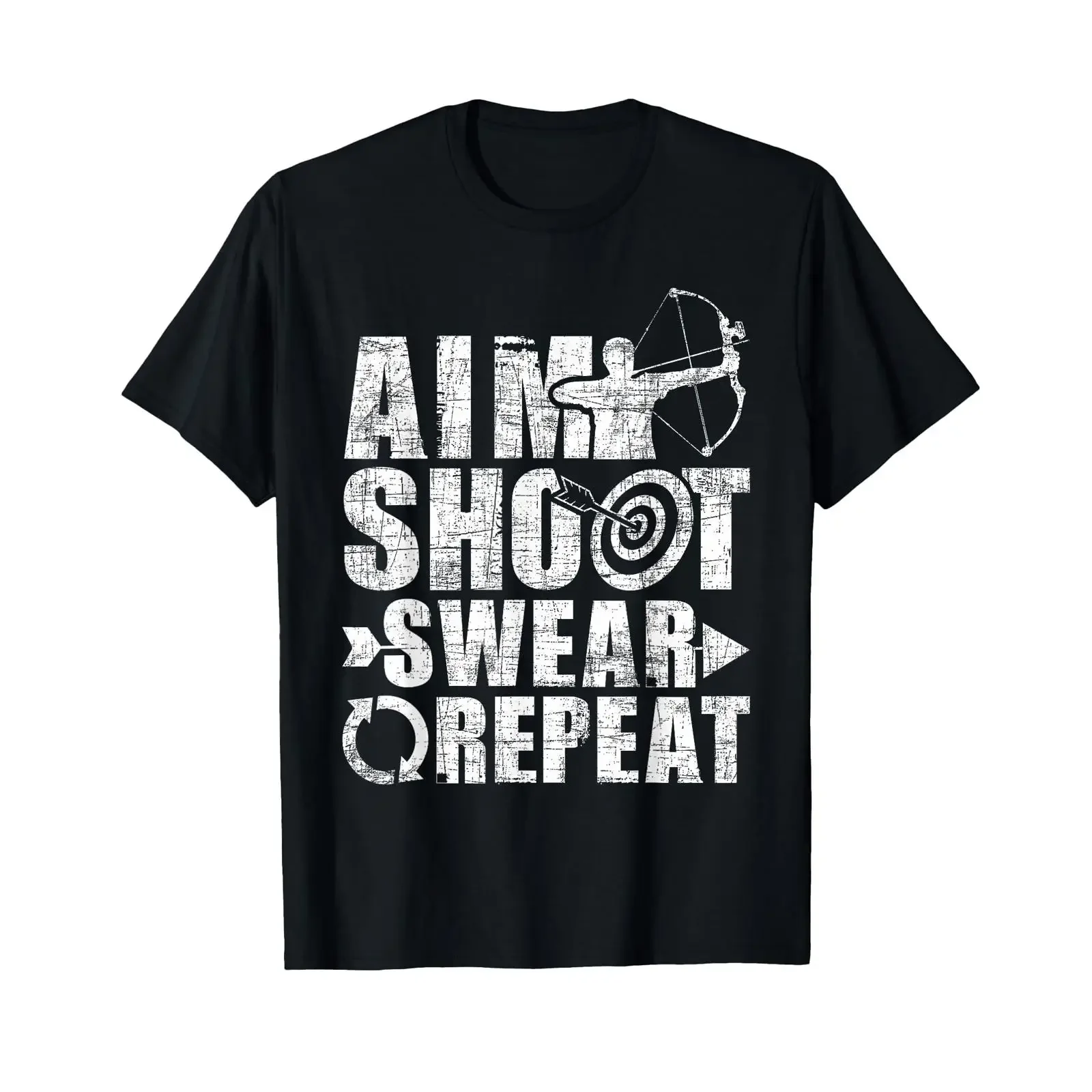 Aim Shoot Swear Repeat Arrow Archery Bowhunter T Shirt vintage Washed designer clothes Soft Stretched Casual Comfortable
