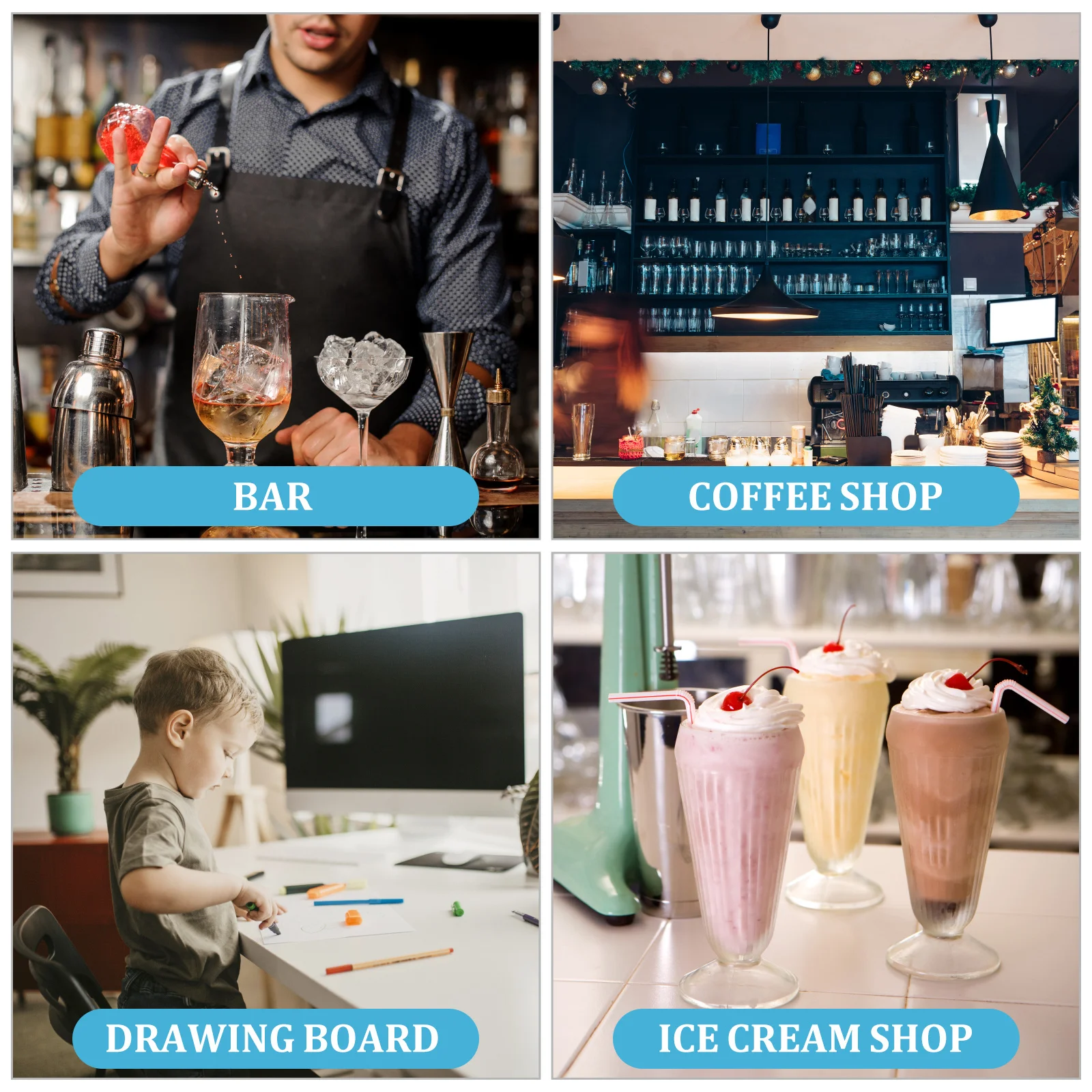 Mini Chalk Board Sign Double Sided Tabletop Chalkboard with Wood Base Message Board for Wedding Restaurant Bar Counter Display