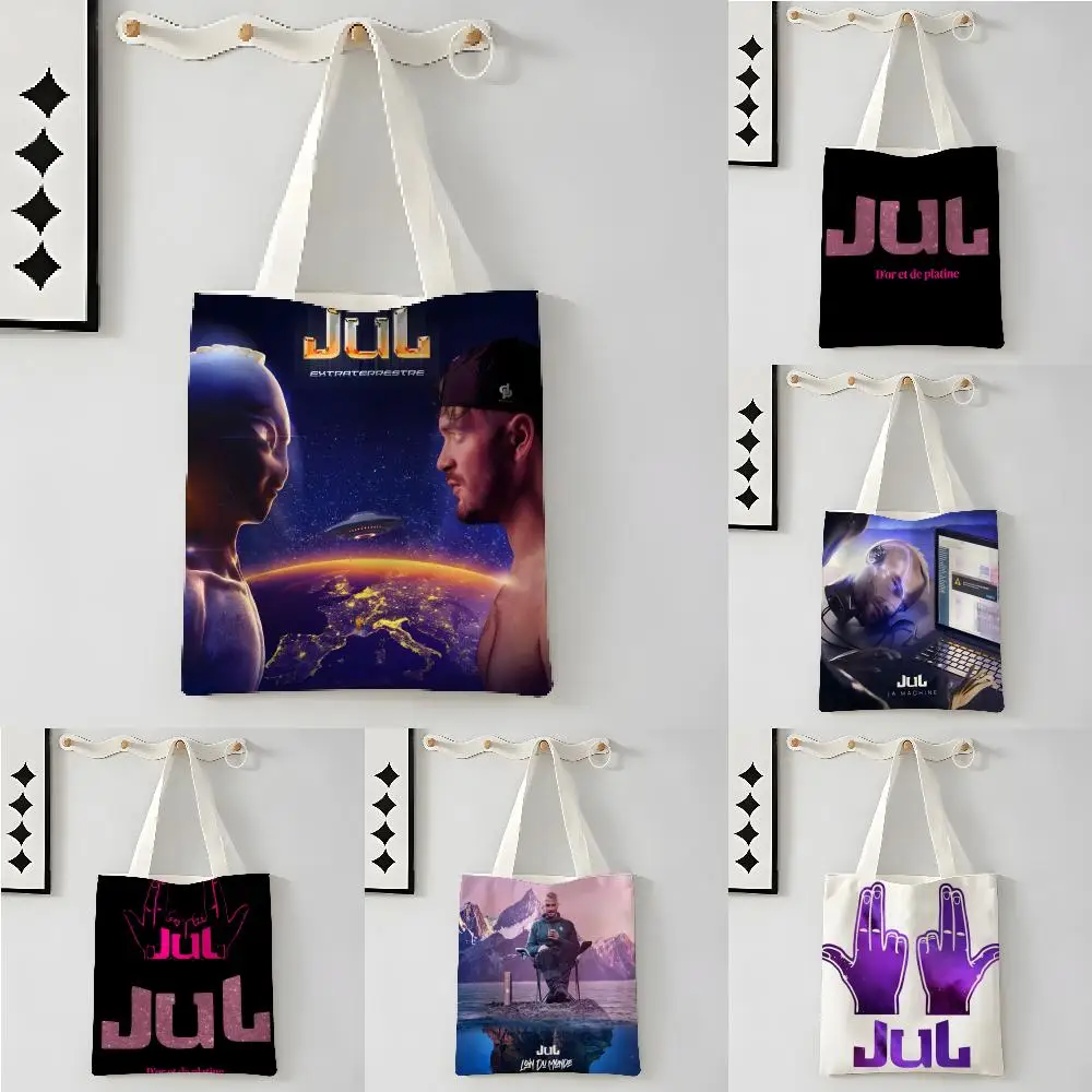 

Storage Bags Canvas Shoulder Bag Book Carrier Student Tutoring Print Handheld Tote Bag Singer Music J-JUL J-Julien Mari 2