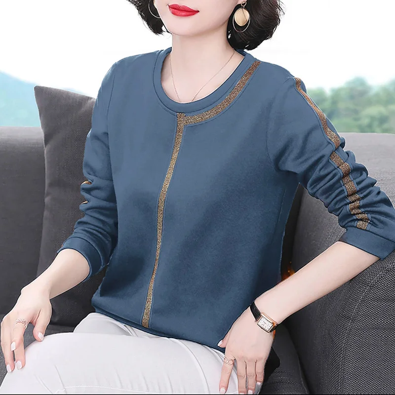 

Fashion O-Neck Spliced Asymmetrical Blouse Women's Clothing 2022 Autumn New Oversized Casual Pullovers All-match Korean Shirt