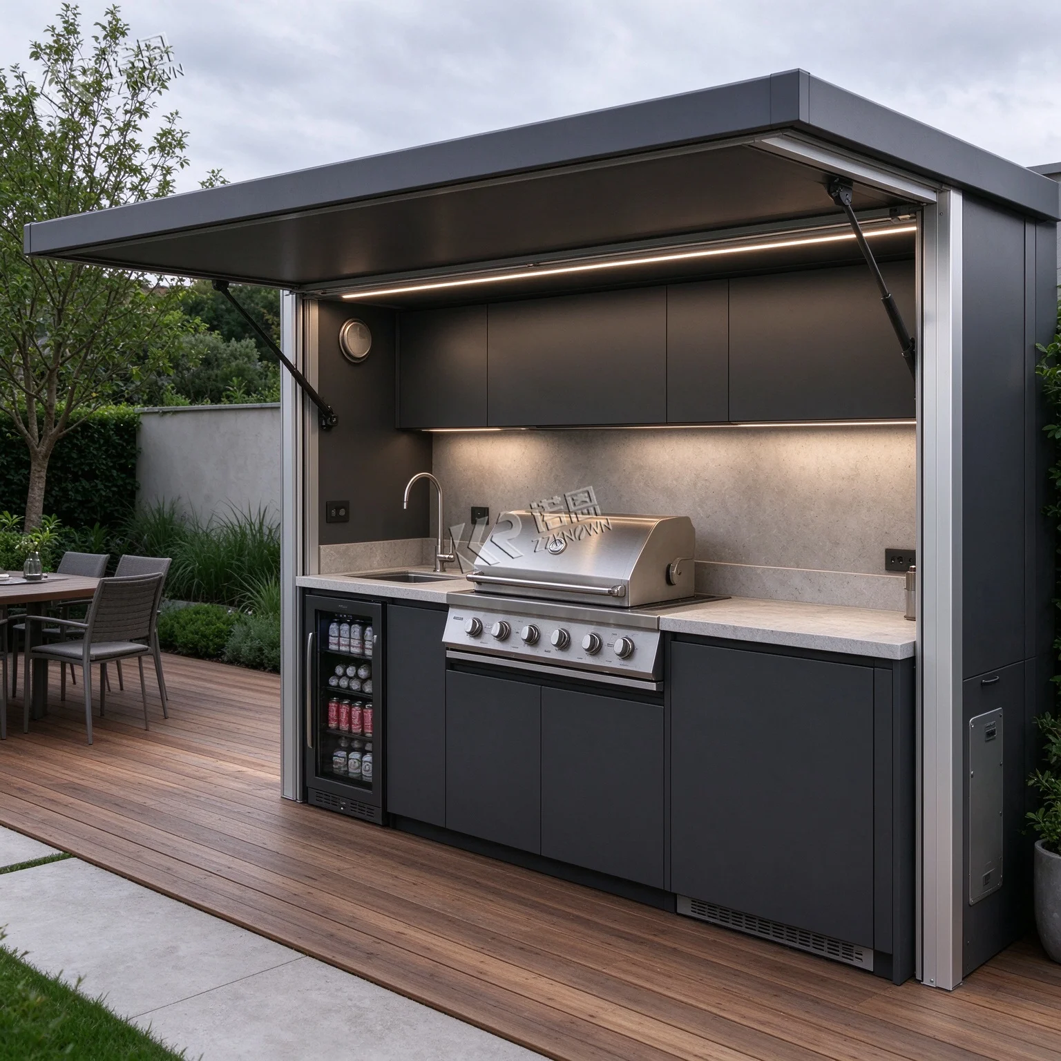 Non Discoloration Rock Top Outdoor Kitchen Food Handling Hub For Vacation Guest Dwelling Outdoor Kitchen