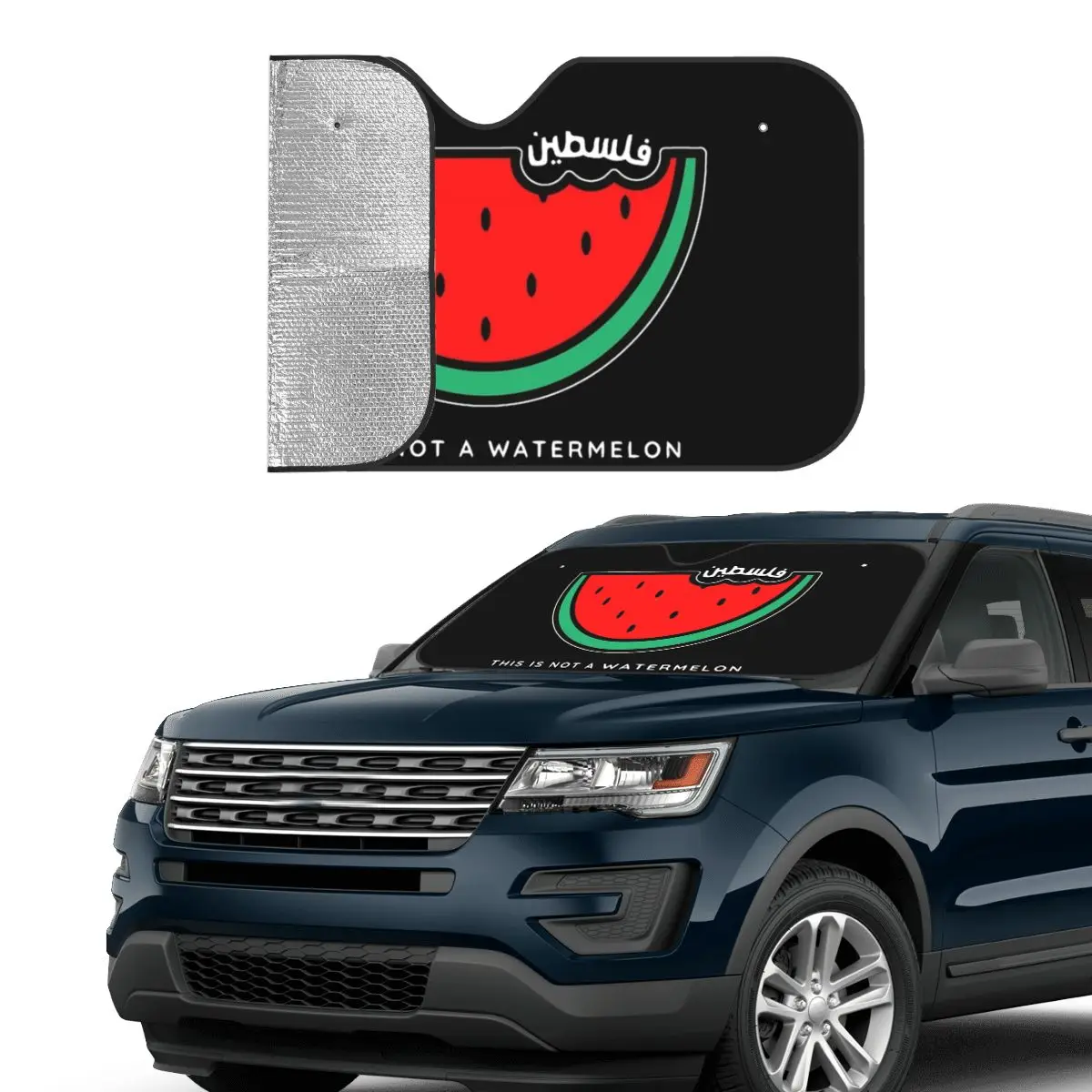 This Is Not A Watermelon Universal Windshield Sunshade Parody Magritte Watermelon Aluminium Foil Car Sunshade Car-styling