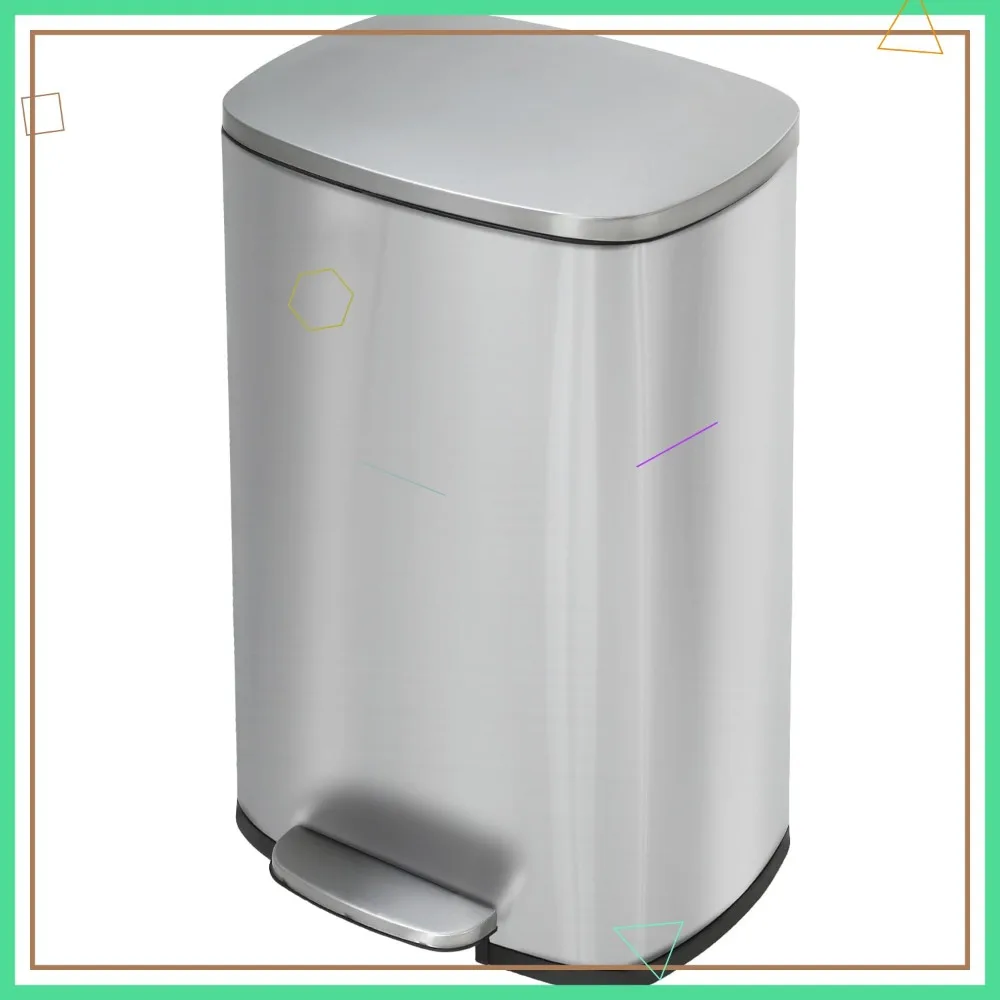

13 Gallon Stainless Steel Kitchen Trash Can with Lid, Foot Pedal, Removable Inner Bucket for Home Office